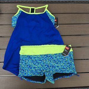 TYR Women's Napa Shea 2 N 1 Active Tank (SZ L) w/matching Boyshorts (Sz XL) New